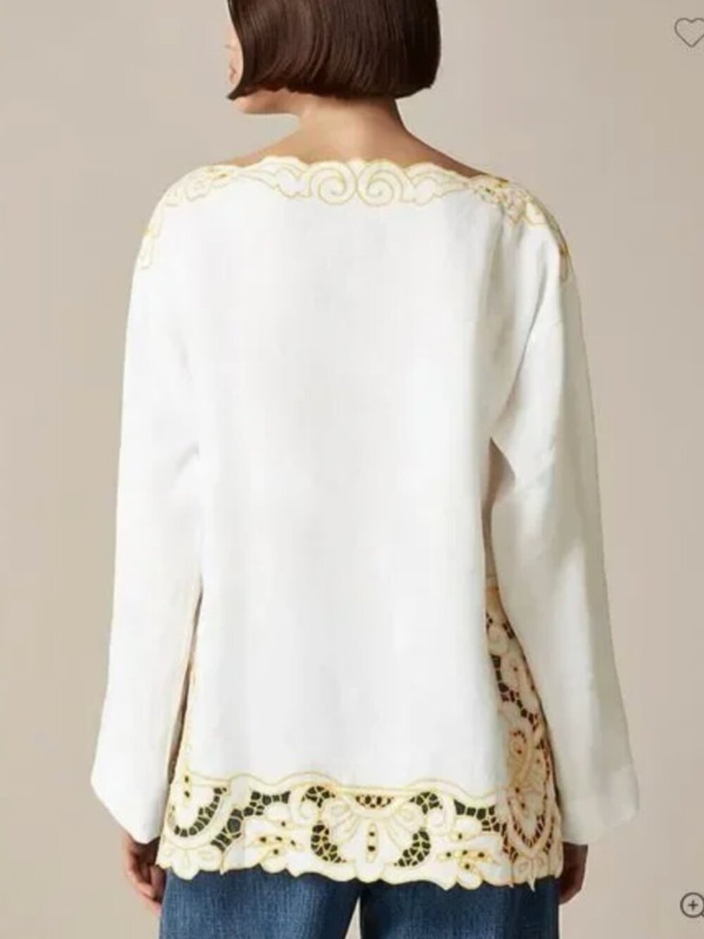 J. Crew | 100% Linen Cutwork Embroidered Top in White and Yellow NWT - Picture 3 of 5